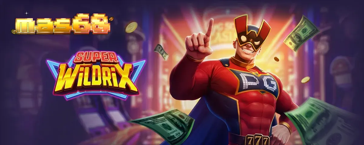 Tampilan antarmuka mobile slot Super Wildrix dengan nuansa neon arcade